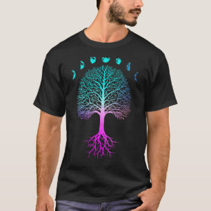 Tree Of Life Phases Of The Moon Vintage Retro Yoga T-Shirt