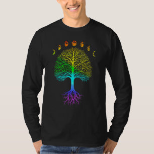 Tree Of Life Phases Of The Moon Vintage Retro Yoga T-Shirt