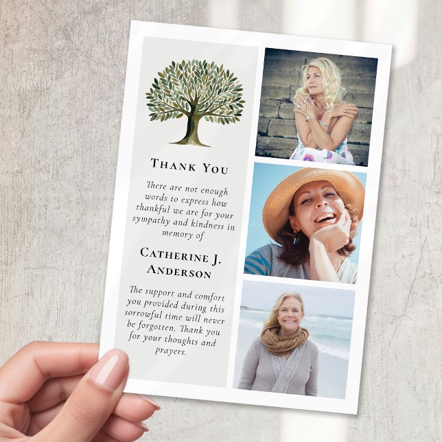 Tree of Life Photo Sympathy Funeral Thank You Card (Creator Uploaded)