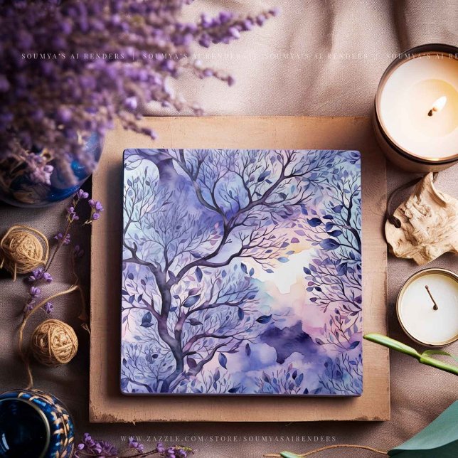 Tree Of Life Purple Blue Lavender Watercolor Tile (Creator Uploaded)