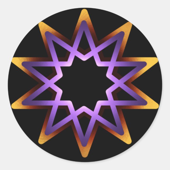 Tree Of Life Purple Orange Star Symbol Classic Round Sticker (Front)