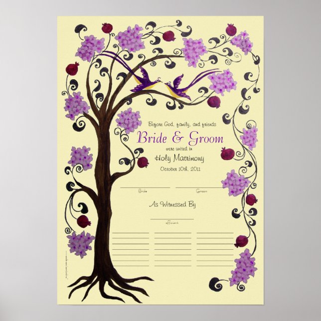 Tree of Life Quaker Wedding certificate (vpi) Poster (Front)