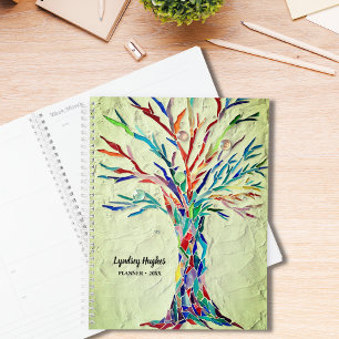 Tree Of Life Rainbow Colours Custom Name Green Planner