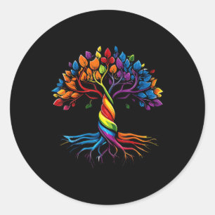 Tree Of Life Rainbow Lgbt Gay Lesbian Pride Flag A Classic Round Sticker