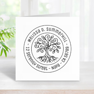 Tree of Life Round Address V2 Rubber Stamp