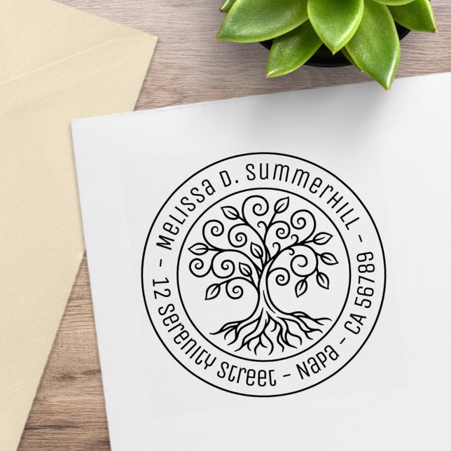 Tree of Life Round Address V2 Rubber Stamp (Creator Uploaded)