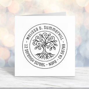Tree of Life Round Address V2 Self-inking Stamp