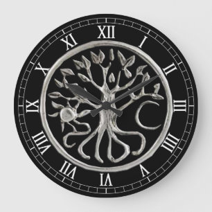 Tree Of Life Round Roman Numerals Clock