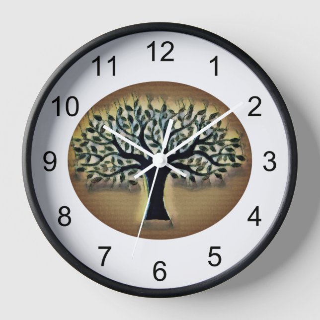Tree of Life Rustic Botanical Nature Art Clock (Front)