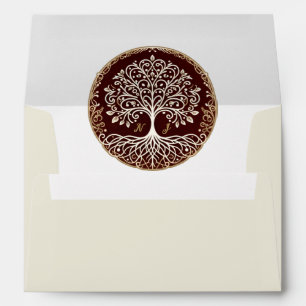 Tree of Life Rustic Dark Red Celtic Wedding Envelope
