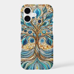 Tree of Life Shattered Glass Mosaic Aqua Blues 
