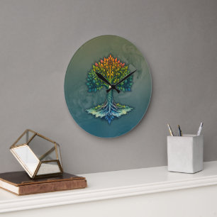 Tree of Life Shifting Dawn  Large Clock