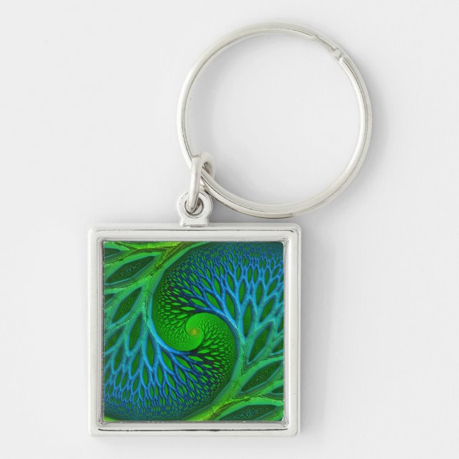 Tree Of Life Spiral Fractal  Key Ring (Front)