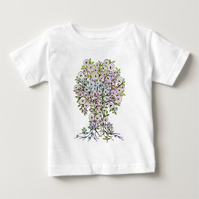 Tree Of Life - Spirals Leaves Fruits 1 Baby T-Shirt (Front)