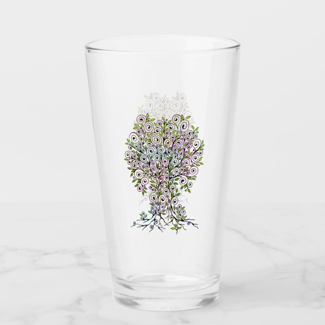 Tree Of Life - Spirals Leaves Fruits 1 Glass (Front)