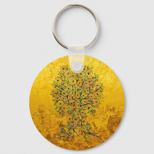 Tree Of Life - Spirals Leaves Fruits 1 Key Ring