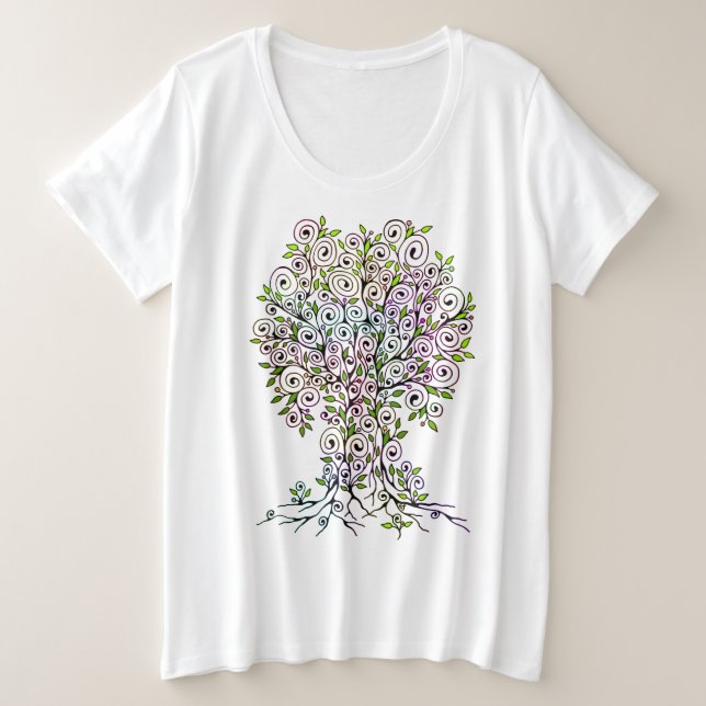 Tree Of Life - Spirals Leaves Fruits 1 Plus Size T-Shirt (Design Front)