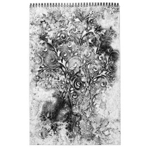 Tree Of Life - Spirals Leaves Grunge Style 1 Calendar