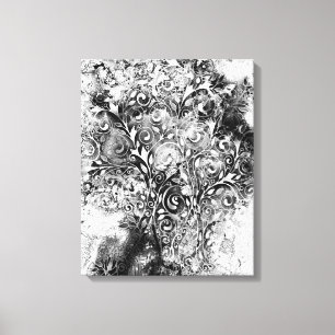 Tree Of Life - Spirals Leaves Grunge Style 1 Canvas Print