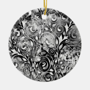 Tree Of Life - Spirals Leaves Grunge Style 1 Ceramic Tree Decoration