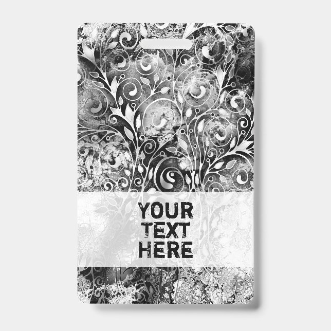 Tree Of Life - Spirals Leaves Grunge Style 1 ID Badge (Front)