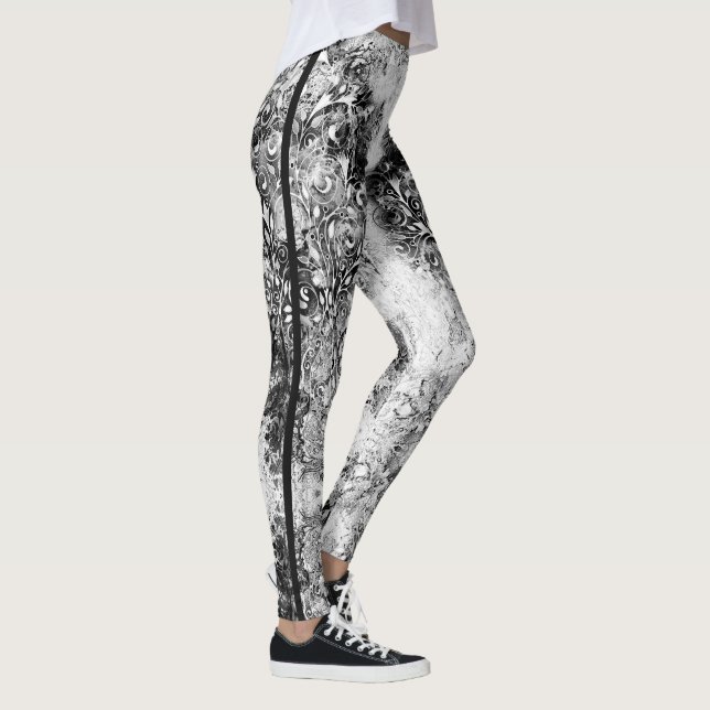Tree Of Life - Spirals Leaves Grunge Style 1 Leggings (Right)