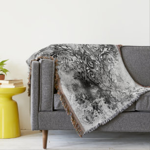 Tree Of Life - Spirals Leaves Grunge Style 1 Throw Blanket
