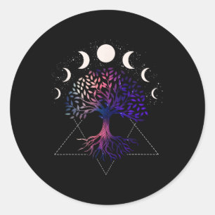 Tree Of Life Spiritual Shirt Moonphases For Yoga _ Classic Round Sticker
