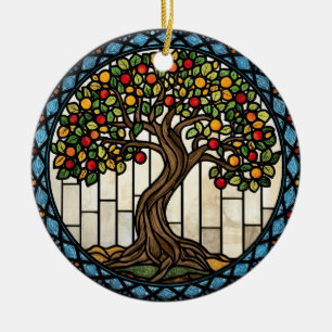 Tree of Life Stained Glass Ceramic Tree Decoration