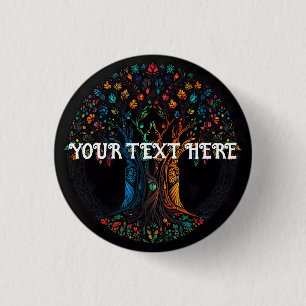 Tree of Life Stained Glass Mosaic 3 Cm Round Badge