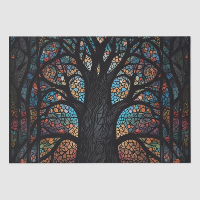 Tree Of Life Stained Glass Mosaic Art  Tissue Paper (Front)