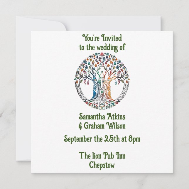 Tree of Life Stained Glass Mosaic  Invitation (Front)