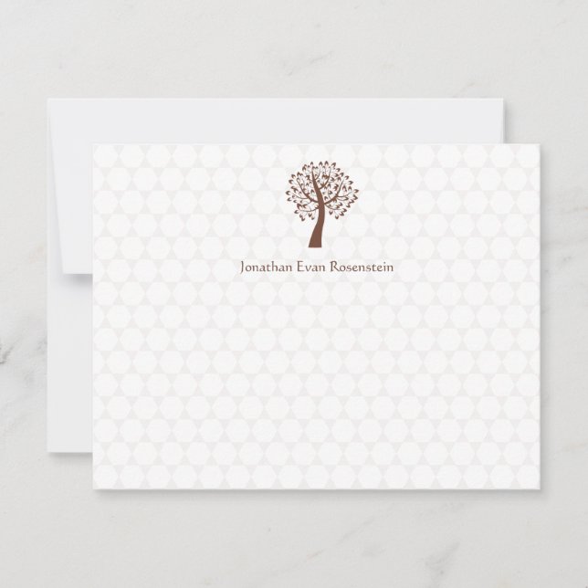 Tree of Life Star of David Bar-Bat Mitzvah Thanks Note Card (Front)