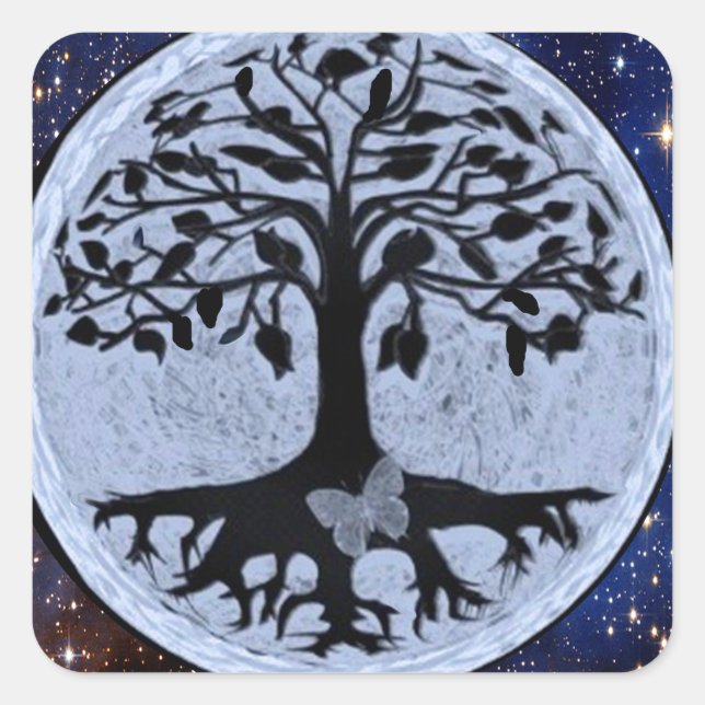 Tree of Life Stars Square Sticker (Front)