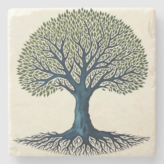 Tree of Life  Stone Coaster (Front)