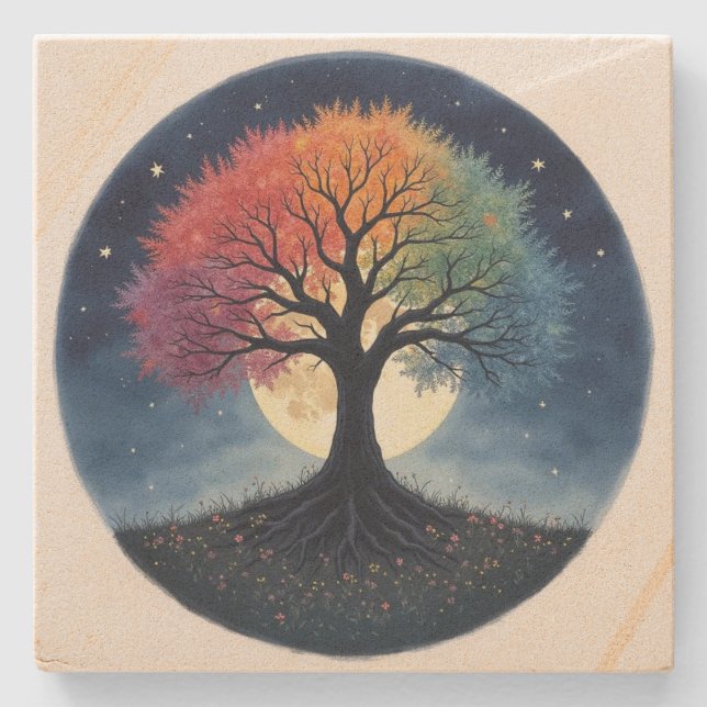 Tree of Life  Stone Coaster (Front)