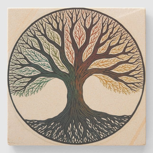 Tree of Life  Stone Coaster (Front)