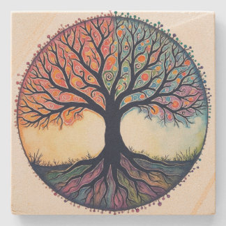 Tree of Life Stone Coaster