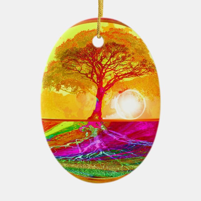 Tree of Life Sunrise Ceramic Tree Decoration (Front)