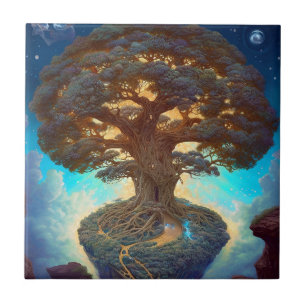 Tree Of Life Surreal Nature Art Tile
