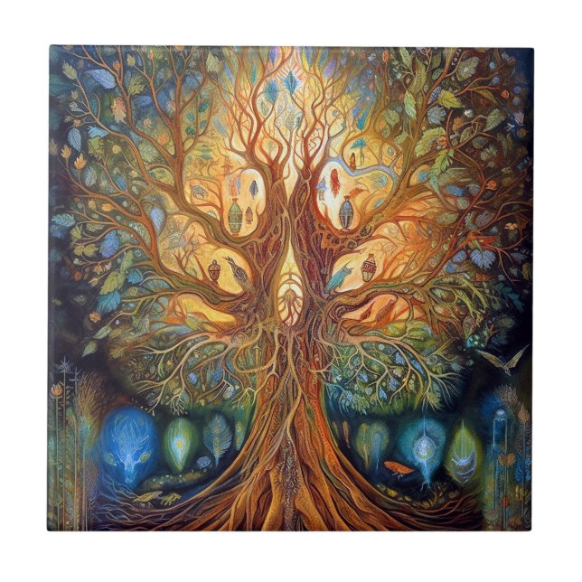 Tree Of Life Surreal Nature Art Tile (Front)