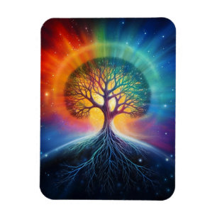 Tree Of Life Surreal Rainbow Art Magnet