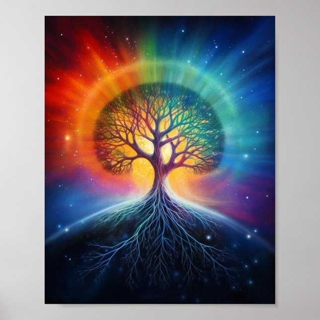 Tree Of Life Surreal Rainbow Art Poster (Front)