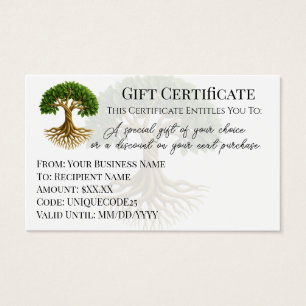 Tree of Life Symbol Business Logo Gift Certificate