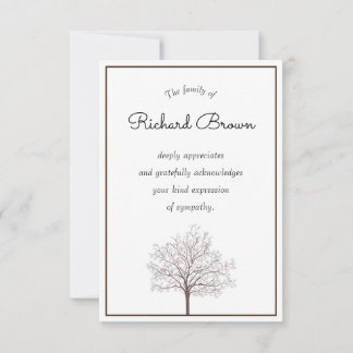 Tree of Life Sympathy Acknowledgement Cards