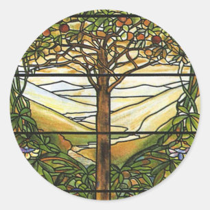 Tree of Life/Tiffany Stained Glass Window Classic Round Sticker