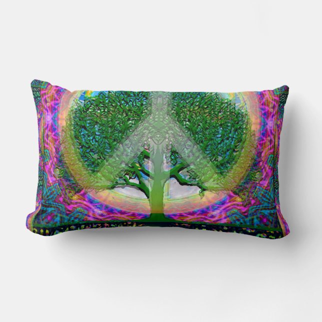 Tree of Life Unity and Peace Lumbar Cushion (Front)