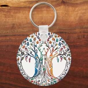 Tree of Life Vivid colored  Key Ring