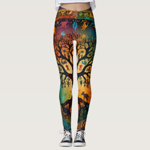Tree of Life Vivid Coloured Design Leggings