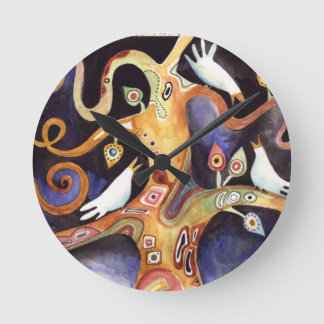 TREE OF LIFE Watercolor Doves Round Clock